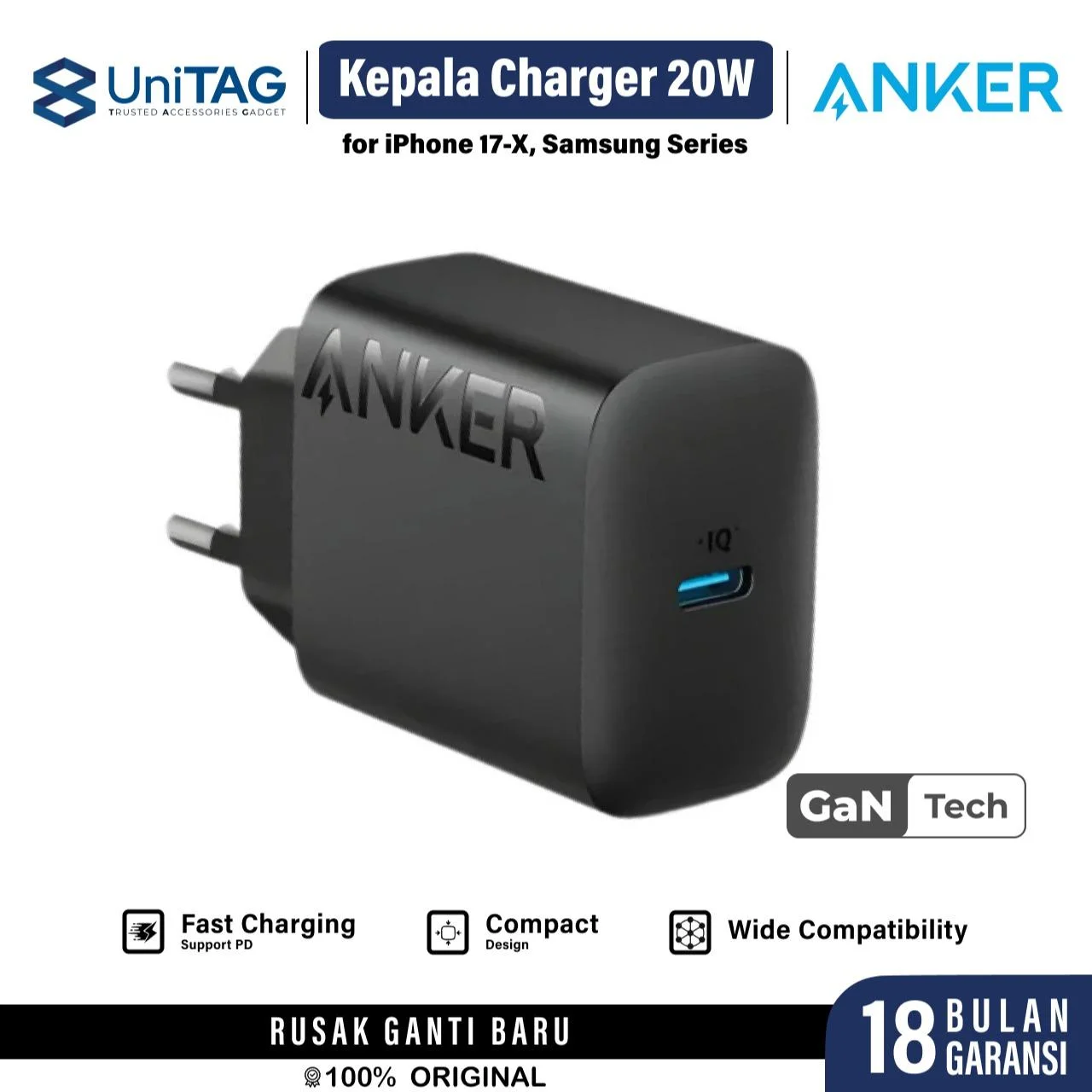 Anker Wall Charger 1C 20W - Black A2347L11