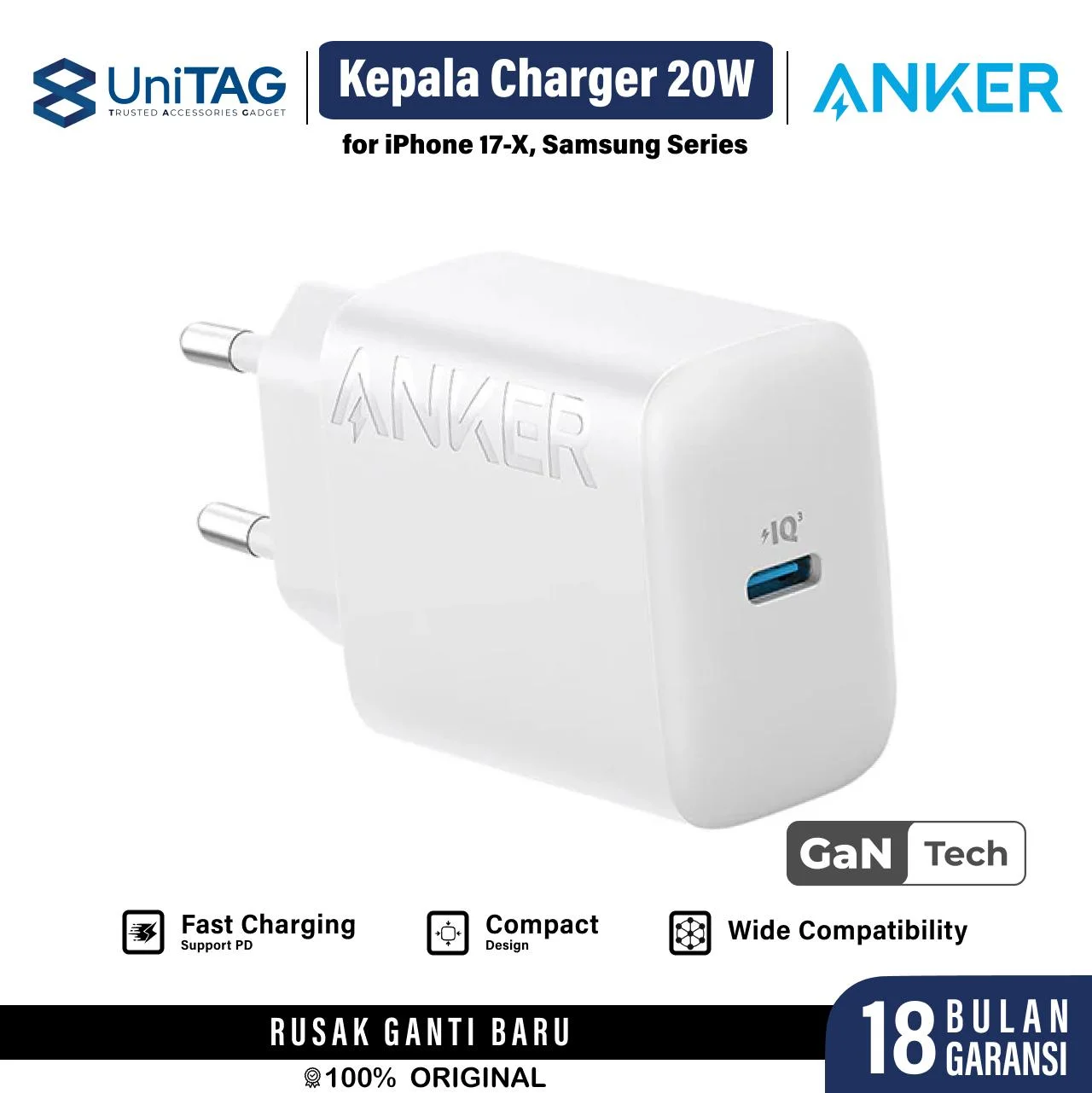 Anker Wall Charger 1C 20W - Black A2347L11