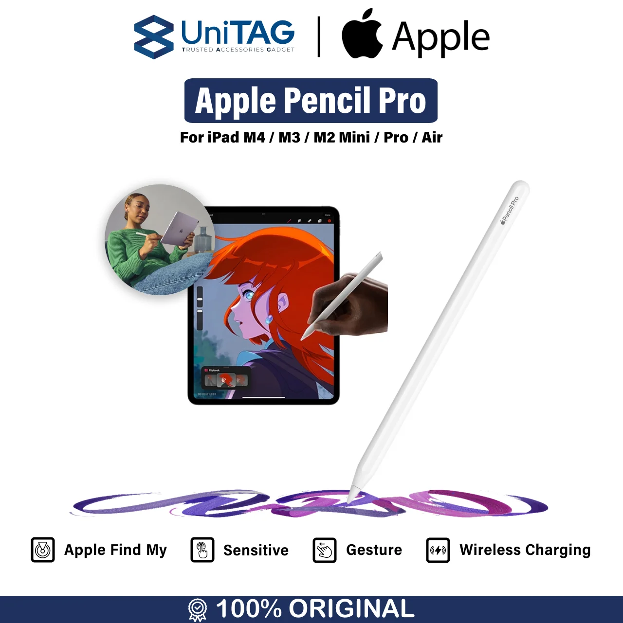 Apple Pencil Pro For iPad - White
