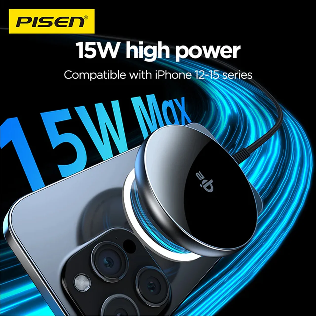 Pisen Wireless Charger Qi2 15W - Black TP-C56