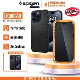 SPIGEN Liquid Air Black+Alignmaster 15 Plus
