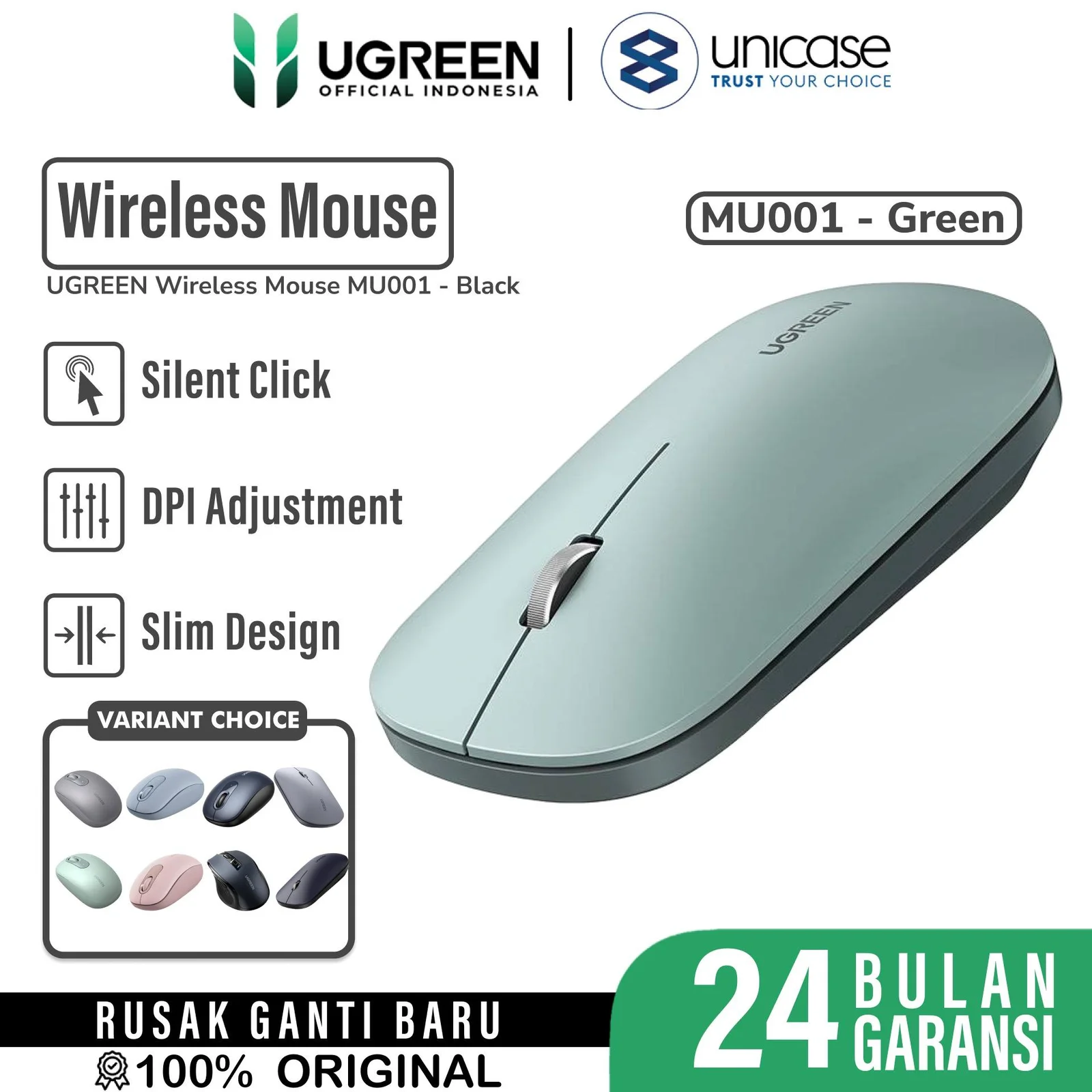 UGREEN Mouse Wireless - Green MU001 90374