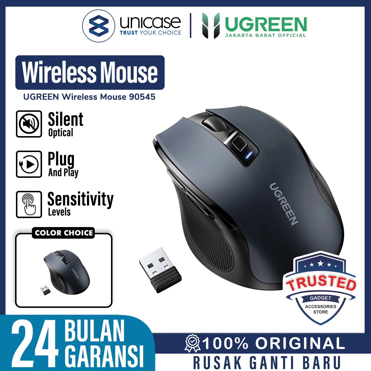 UGREEN Mouse Wireless - Green MU105 90672-1