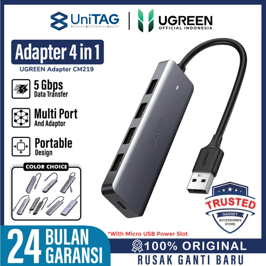 Adapter Converter HUB Port 4 in 1 UGREEN USB A /Type C Splitter Laptop