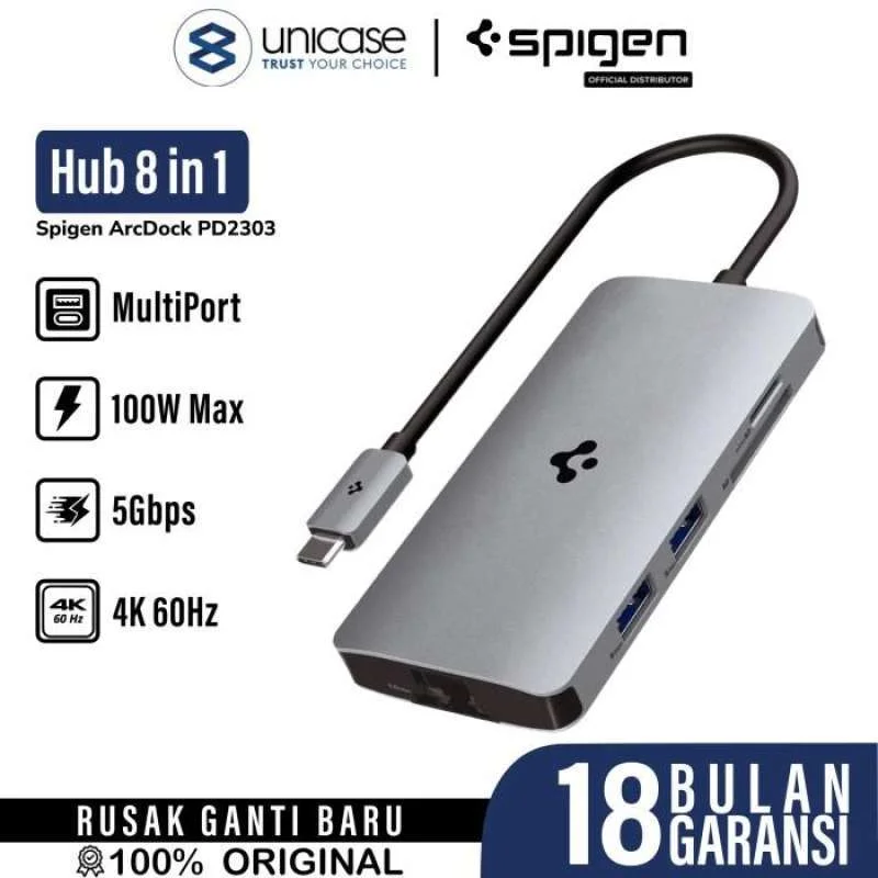 Adapter Converter USB C Hub 8 in 1 Spigen ArcDock 4K Macbook Laptop