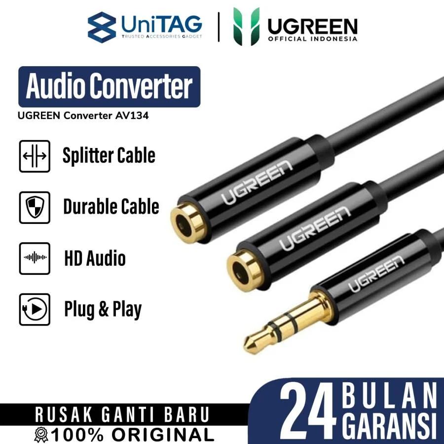 Cable Audio Splitter UGREEN Dual Jack Audio 3.5mm Earphone Converter