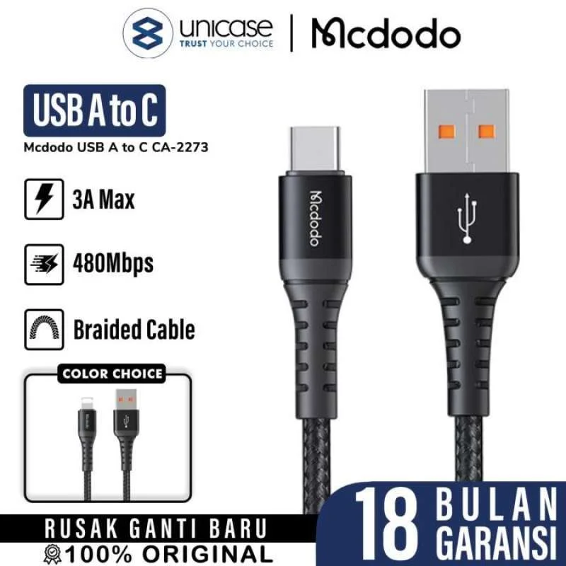 Cable Data Lightning/USB A/Type C MCDODO Braided Fast Charging Kabel