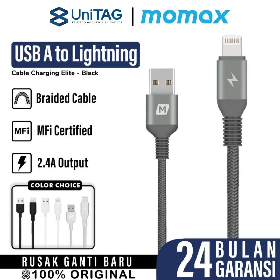 Cable Data USB A to iPhone Lightning Momax MFi 2.4A Fast Charger Kabel
