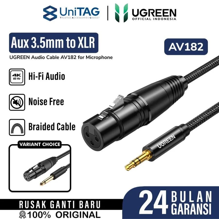 Cable Jack Aux Audio 3.5mm Male to XLR Female UGREEN Microphone Kabel