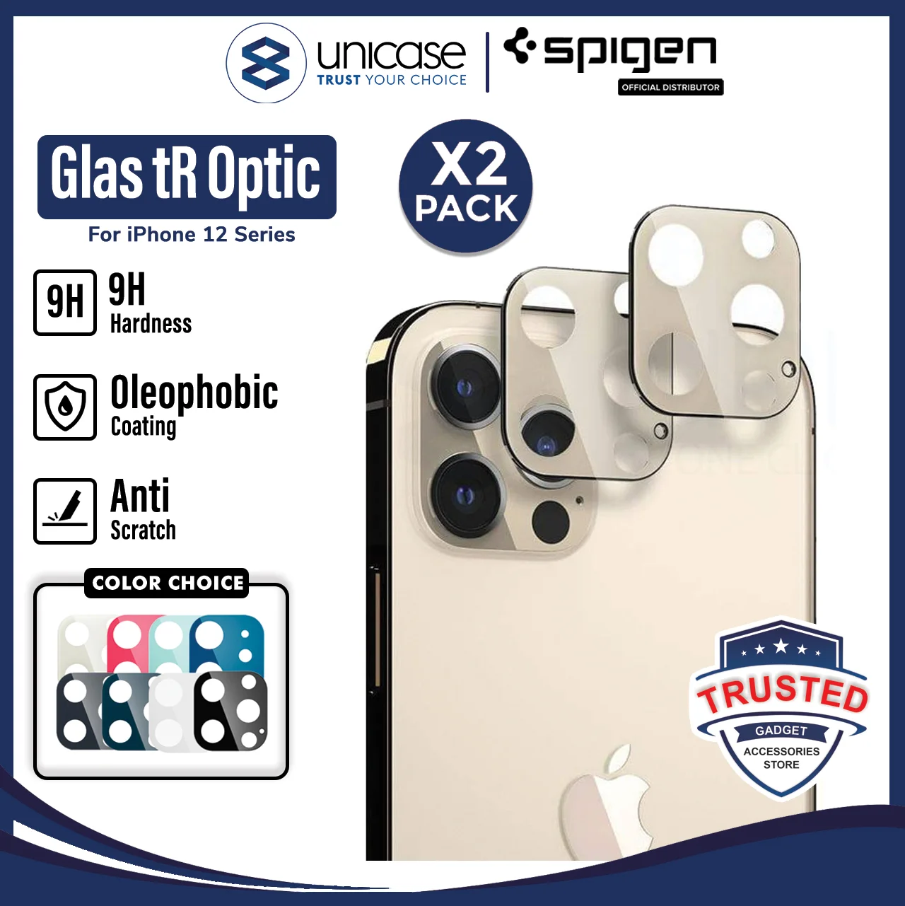 Camera Lens Protector iPhone 12 Pro Max 12 Mini Spigen GlastR Tempered