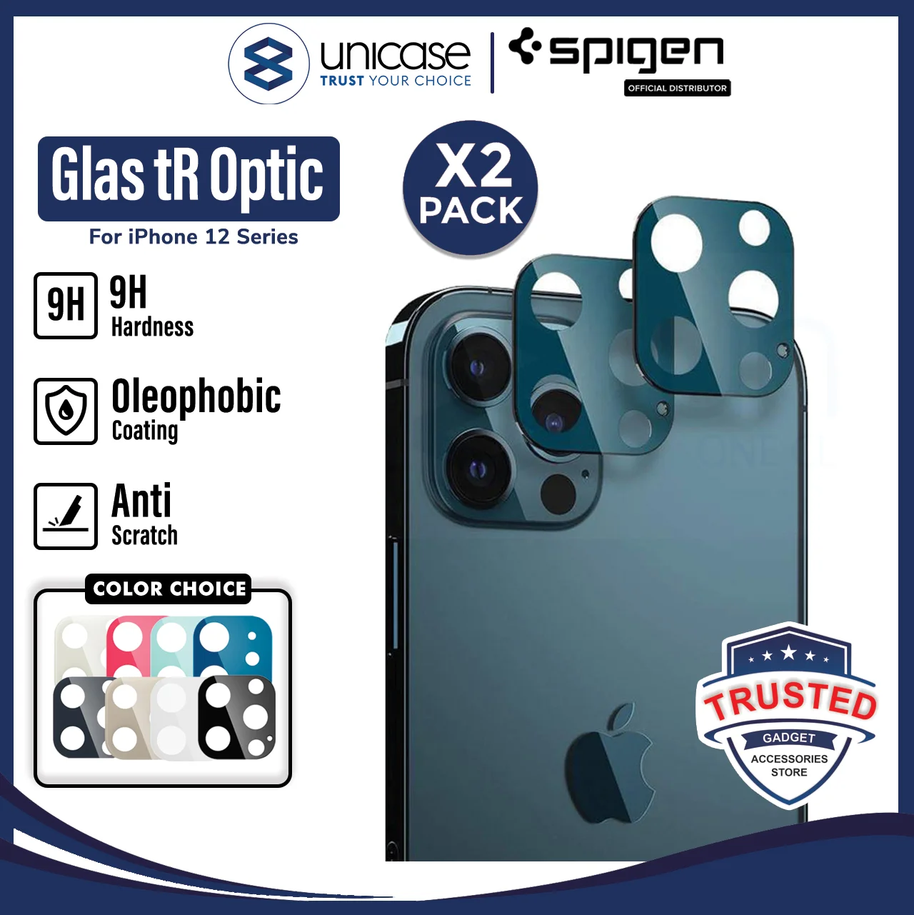 Camera Lens Protector iPhone 12 Pro Max 12 Mini Spigen GlastR Tempered