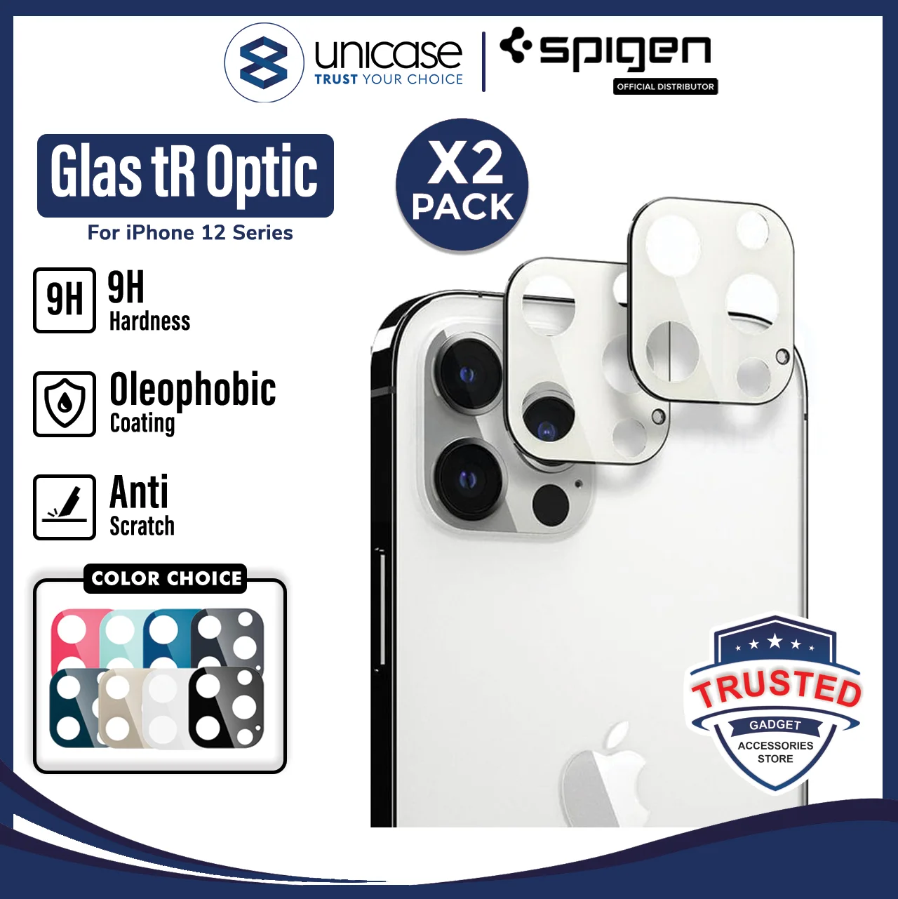 Camera Lens Protector iPhone 12 Pro Max 12 Mini Spigen GlastR Tempered