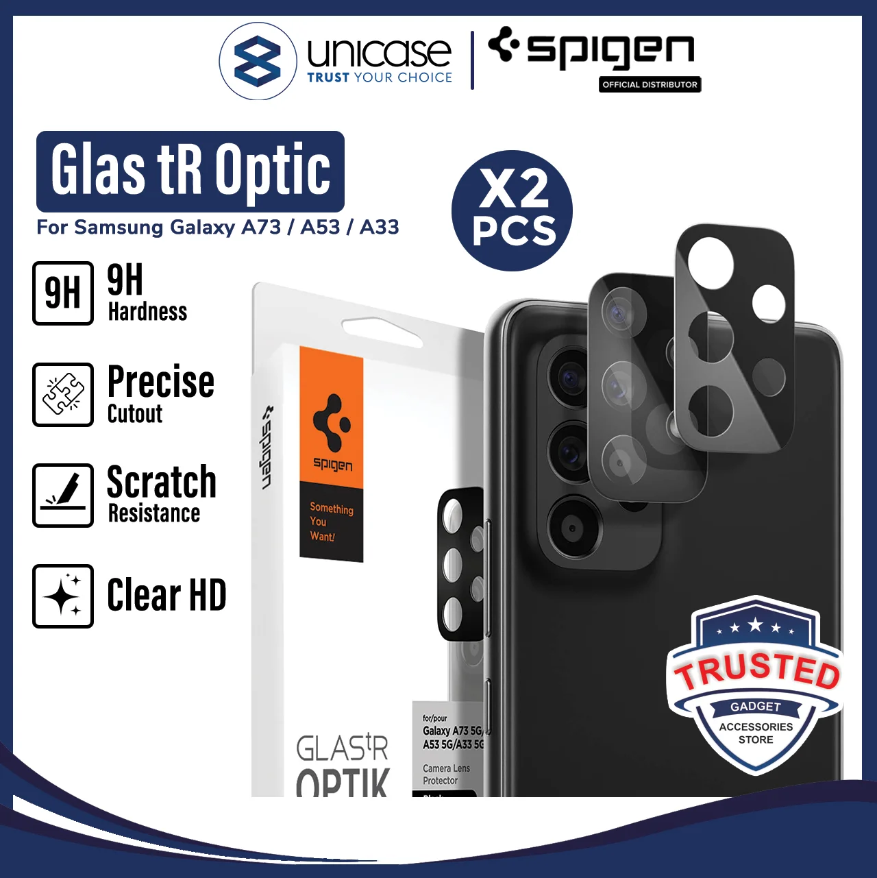 Camera Lens Protector Samsung Galaxy A73/A53/A33 Spigen Glas tR Optik