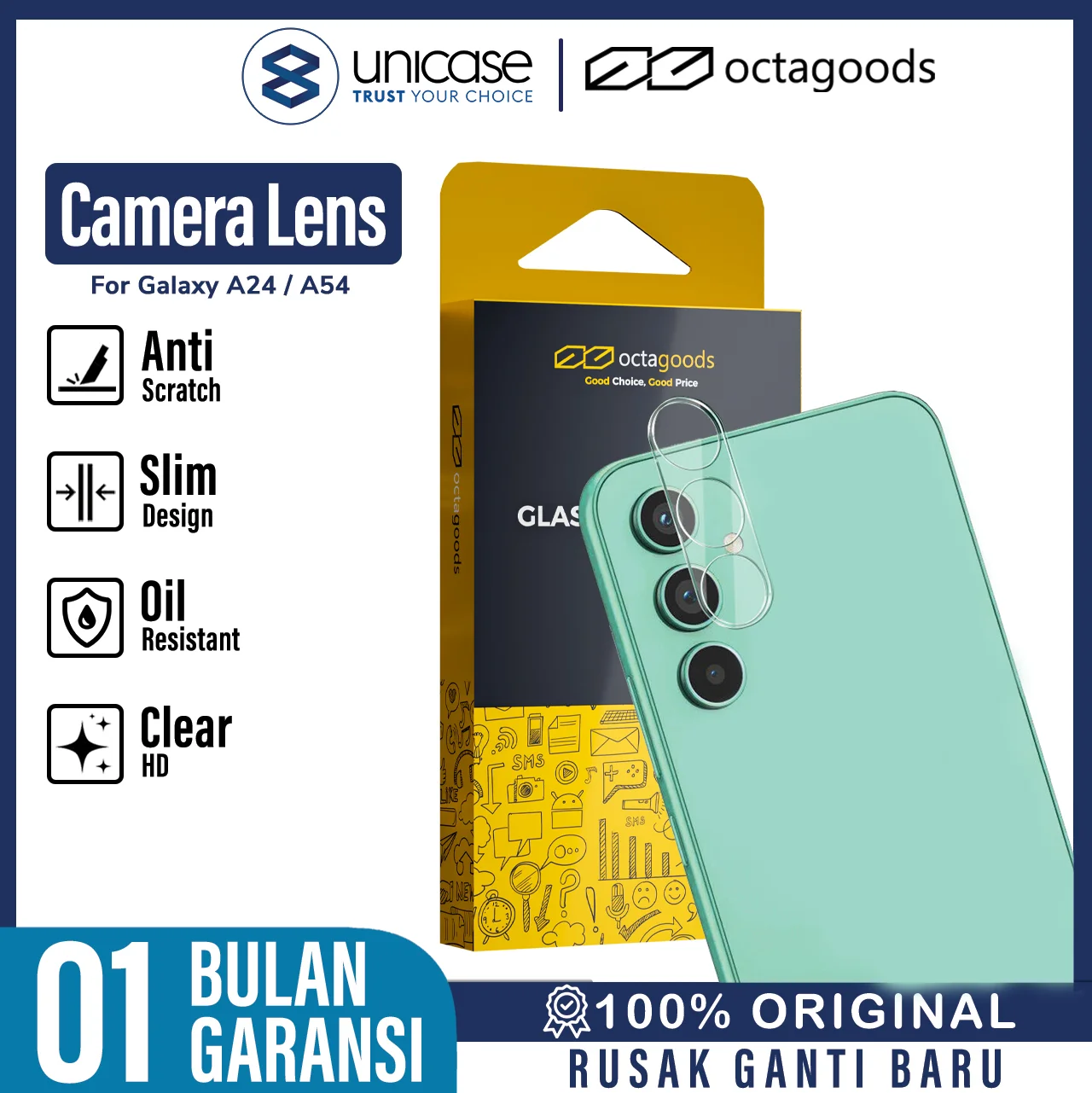 Camera Lens Tempered Glass Samsung Galaxy A24/A54 octagoods Clear HD