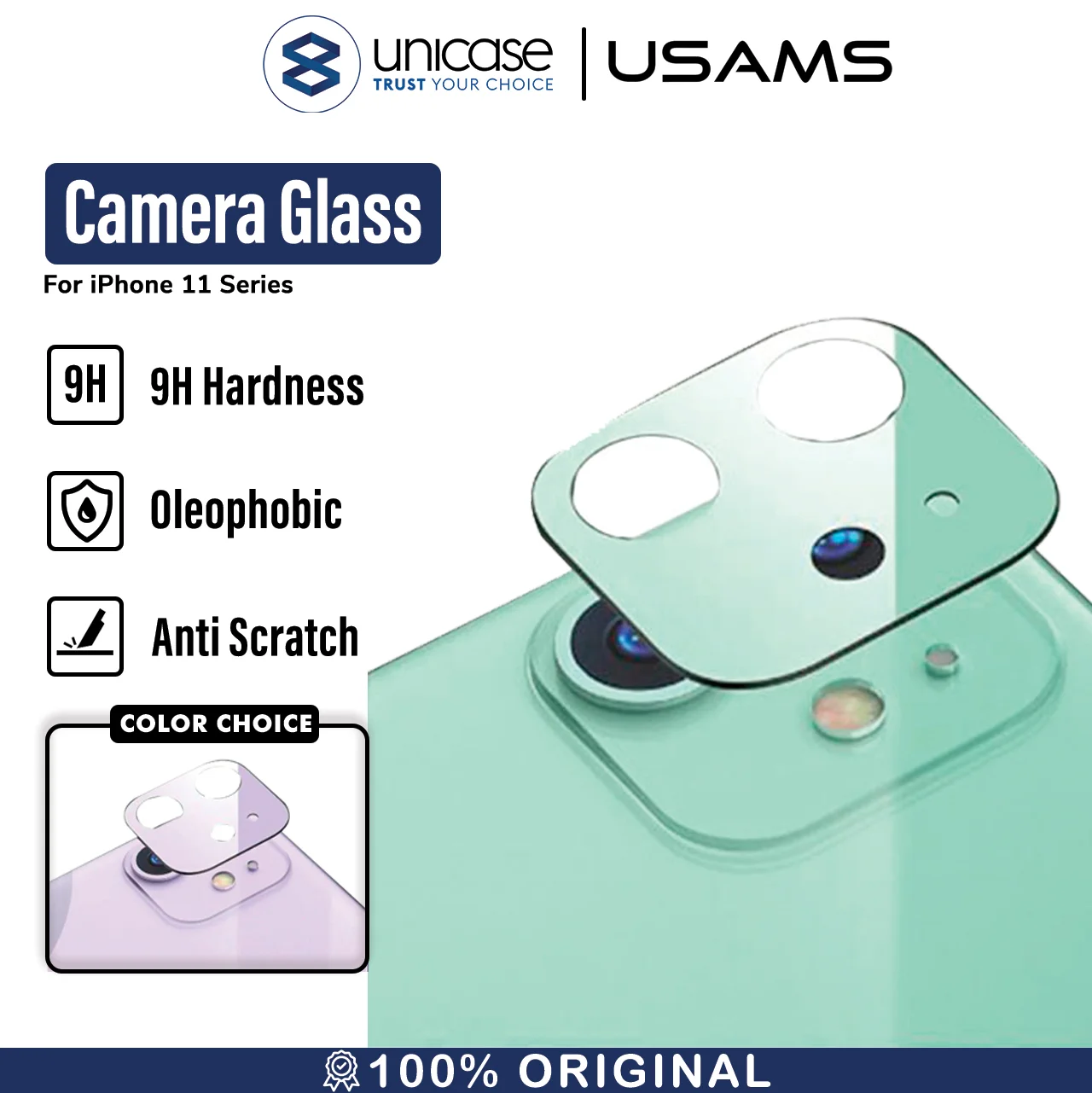 Camera Tempered Glass iPhone 11 / Pro / Max USAMS Ring Lens Protector