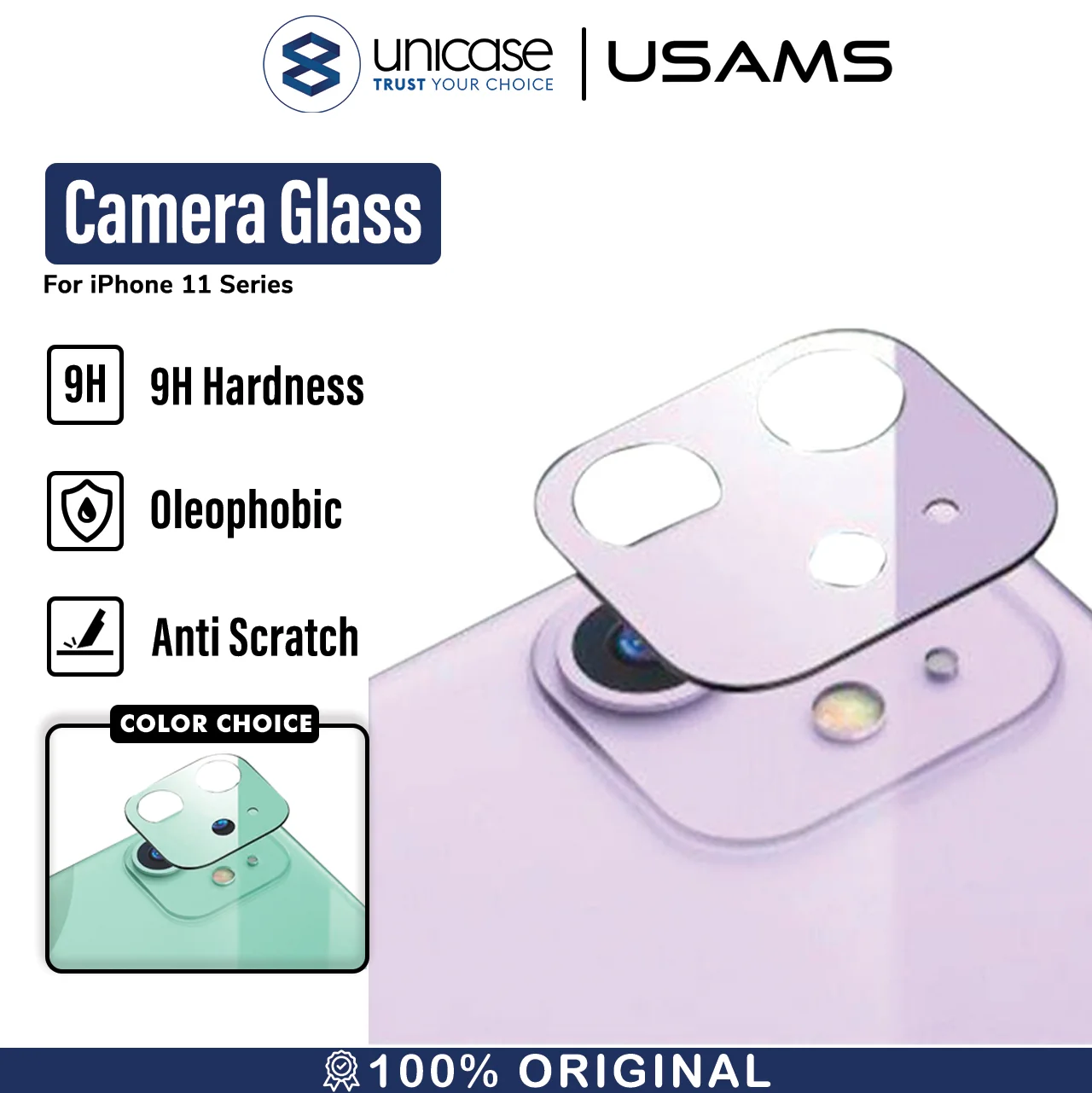 Camera Tempered Glass iPhone 11 / Pro / Max USAMS Ring Lens Protector