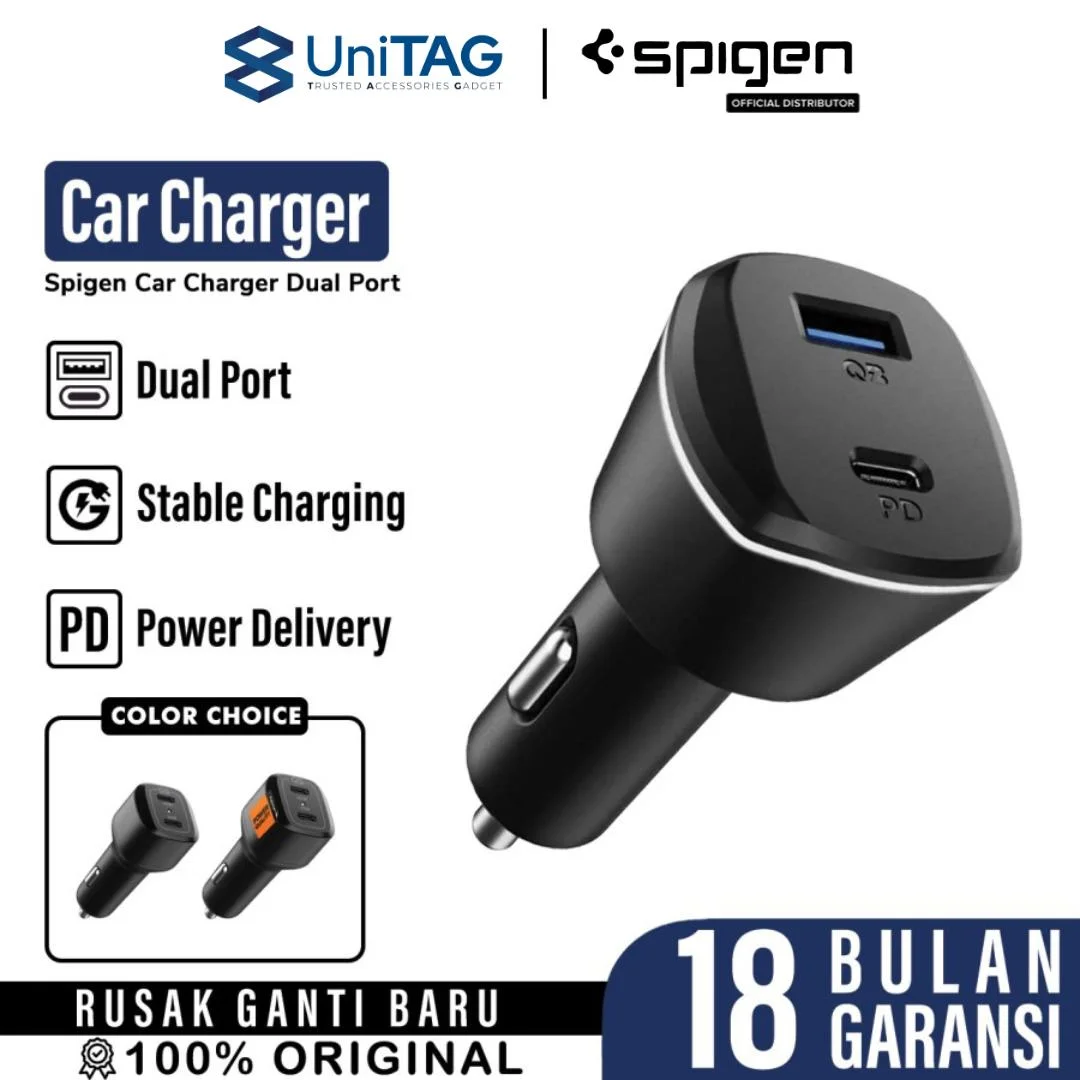 Car Charger Mobil Spigen ArcStation PD QC 3.0 Dual USB Type C Charging