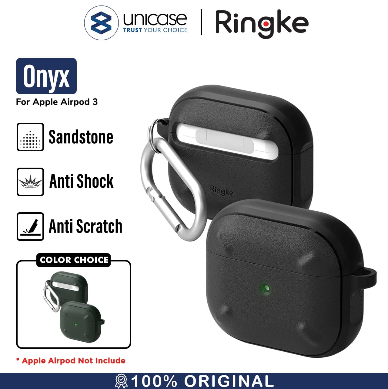 Case AirPods 3 Ringke Onyx Rugged Anti Crack TPU Softcase Casing