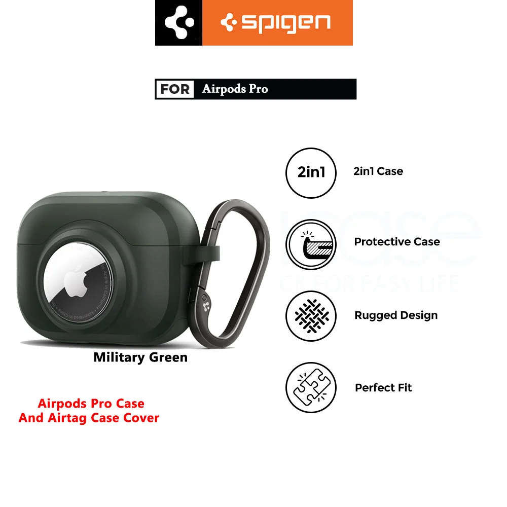Case AirPods Pro /Airtag Spigen Tag Armor Duo Protective 2 in 1 Casing