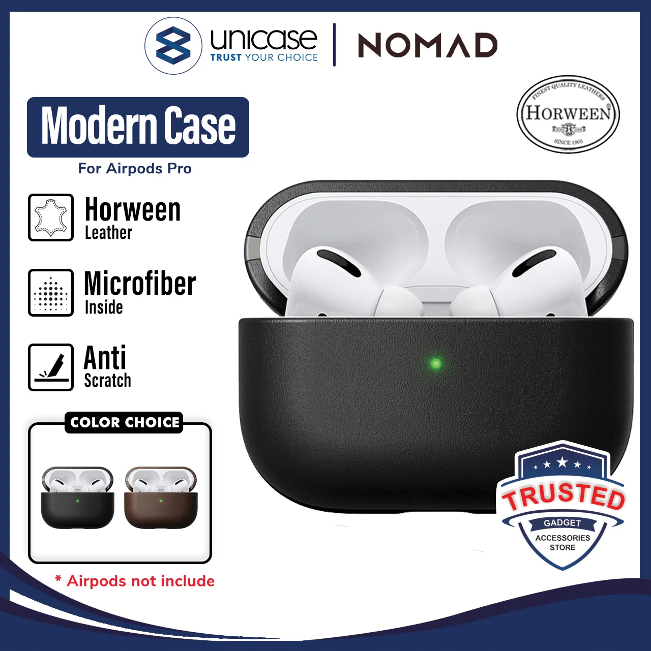 Case Airpods Pro NOMAD Leather Rugged Premium Pouch Casing