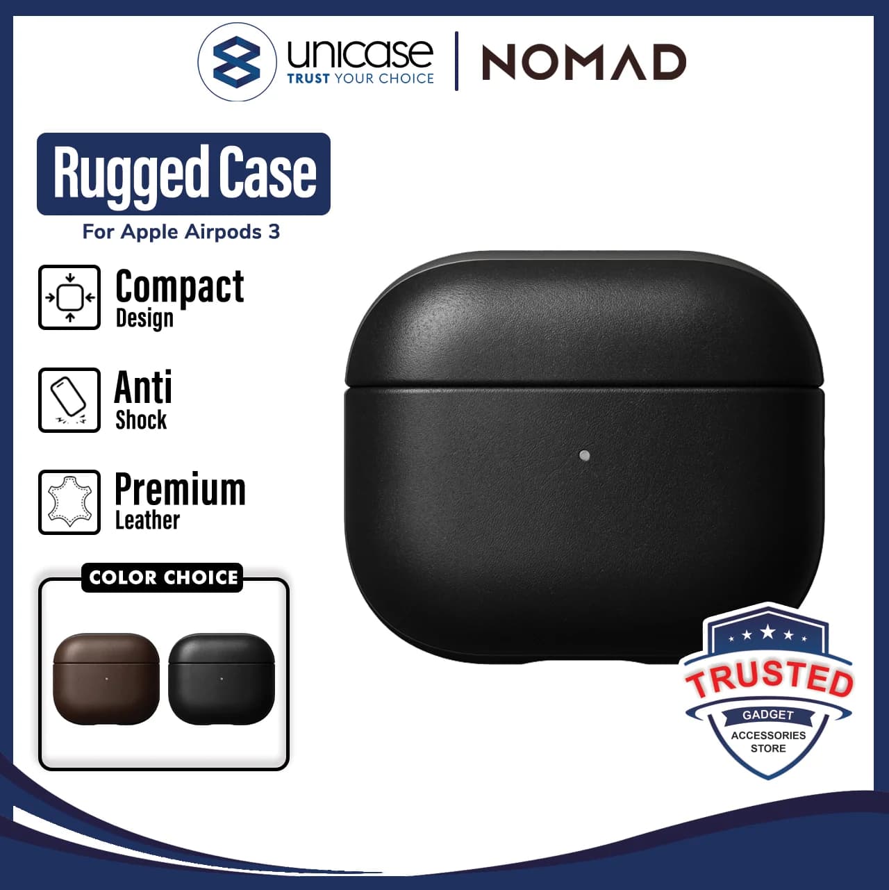 Case Apple Airpods 3 NOMAD Leather Rugged Premium Classic Pouch Casing