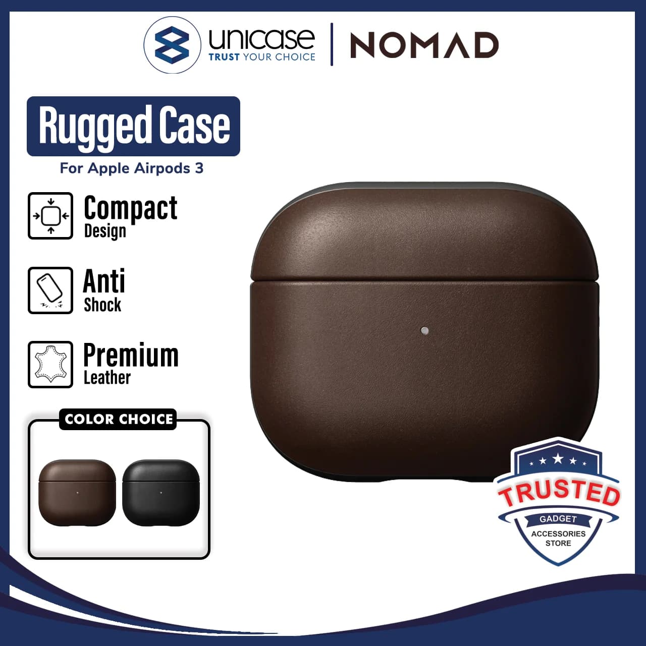 Case Apple Airpods 3 NOMAD Leather Rugged Premium Classic Pouch Casing