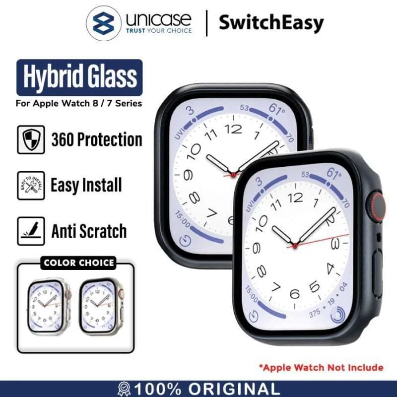 Case Apple Watch 9/8 45/41mm SwitchEasy Hybrid Glass Full Cover Clear