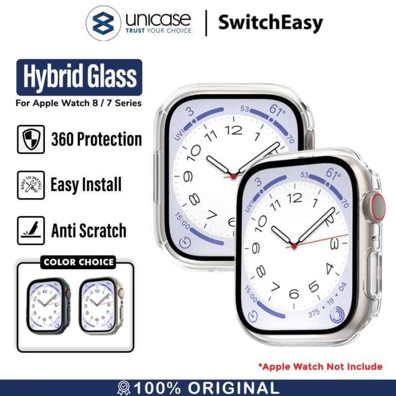 Case Apple Watch 9/8 45/41mm SwitchEasy Hybrid Glass Full Cover Clear