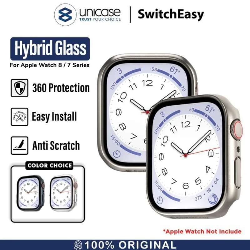 Case Apple Watch 9/8 45/41mm SwitchEasy Hybrid Glass Full Cover Clear
