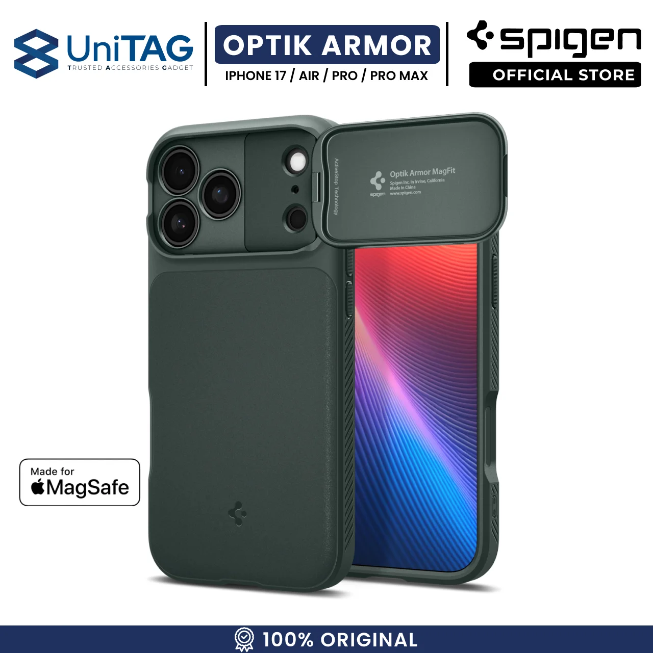 Case For iPhone 17 Air Pro Max Spigen Optik Armor MagFit MagSafe Camera Slide Cover Anti Crack Hybrid Casing