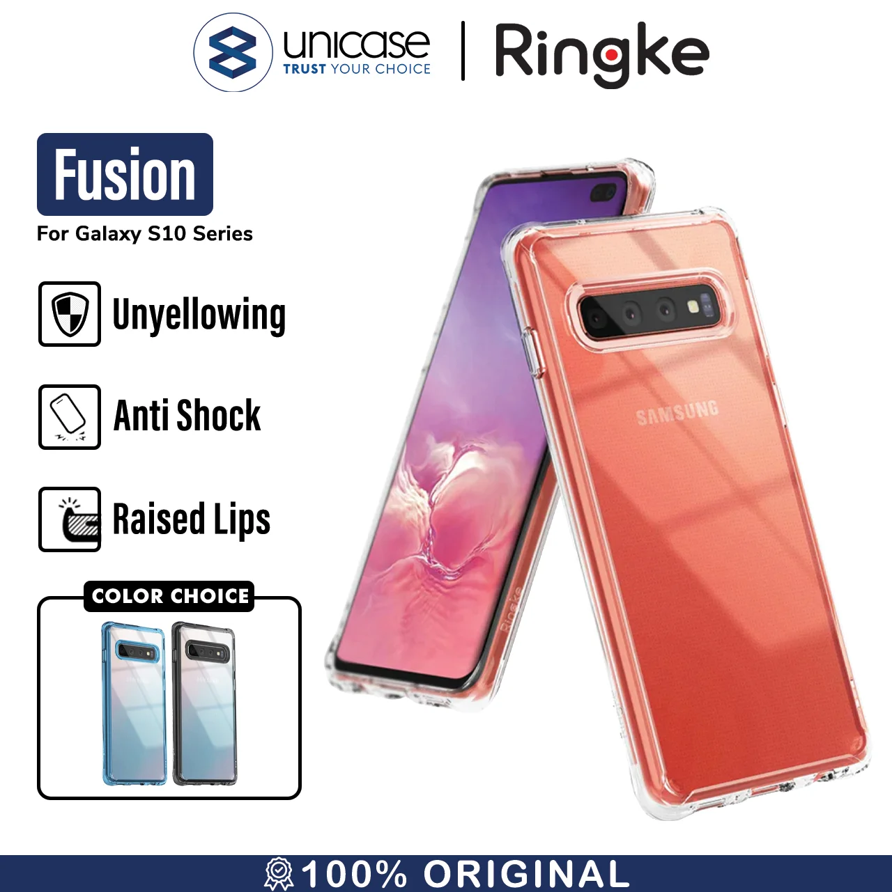 Case Galaxy S10 Plus / S10 / S10E Ringke FUSION Anti Crack Clear Case