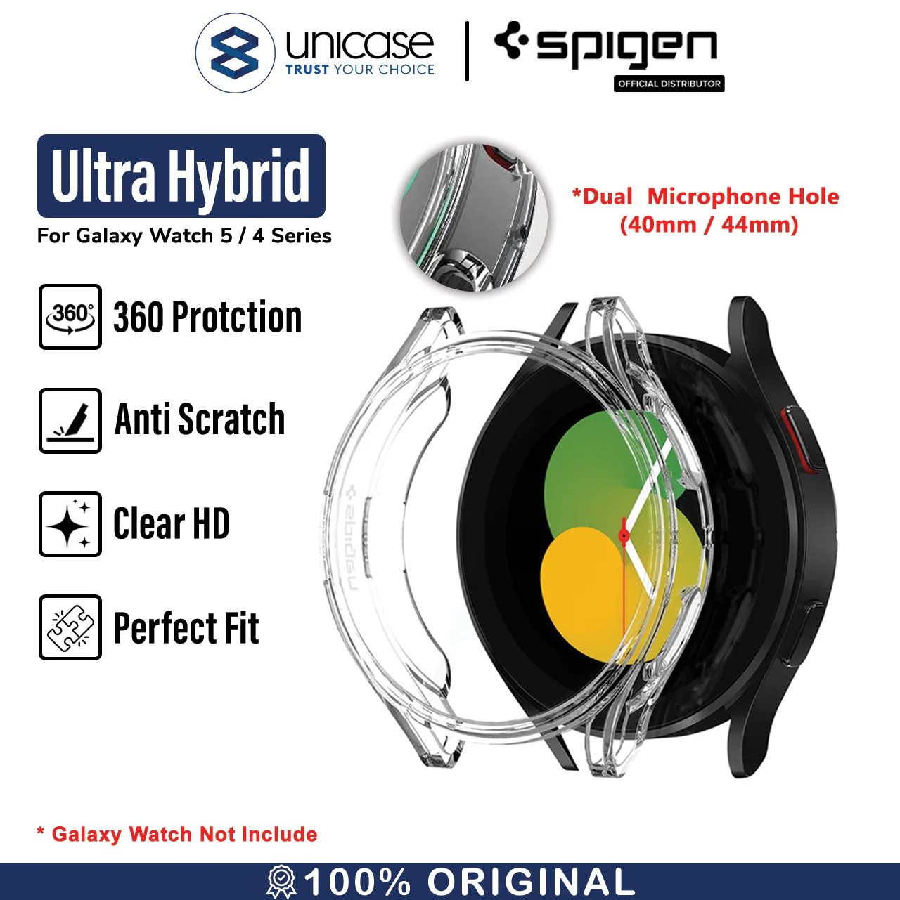 Case Galaxy Watch 5 Pro/4 40/44/45mm Spigen Ultra Hybrid Clear Casing
