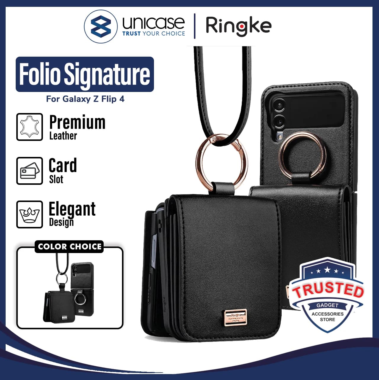 Case Galaxy Z Flip 4 Ringke Folio Signature Leather Wallet Card Casing