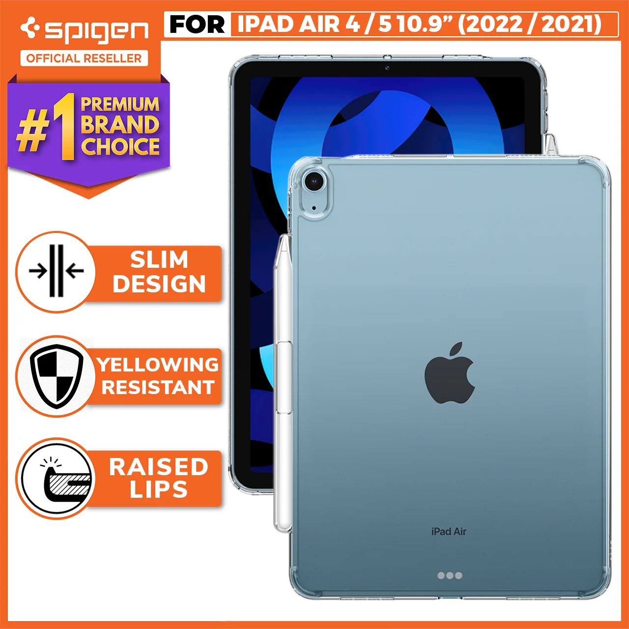 Case iPad Air 4/5 10.9 2022/2020 Spigen Air Skin Hybrid Clear PC Stand
