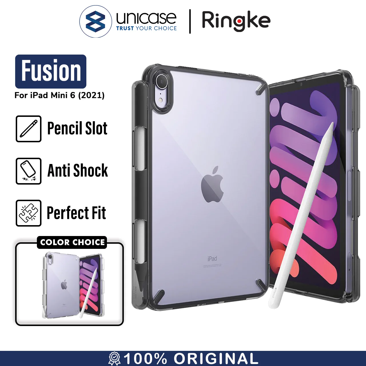 Case iPad Mini 6 8.3 2021 Ringke FUSION Anti Crack Hybrid Clear Casing