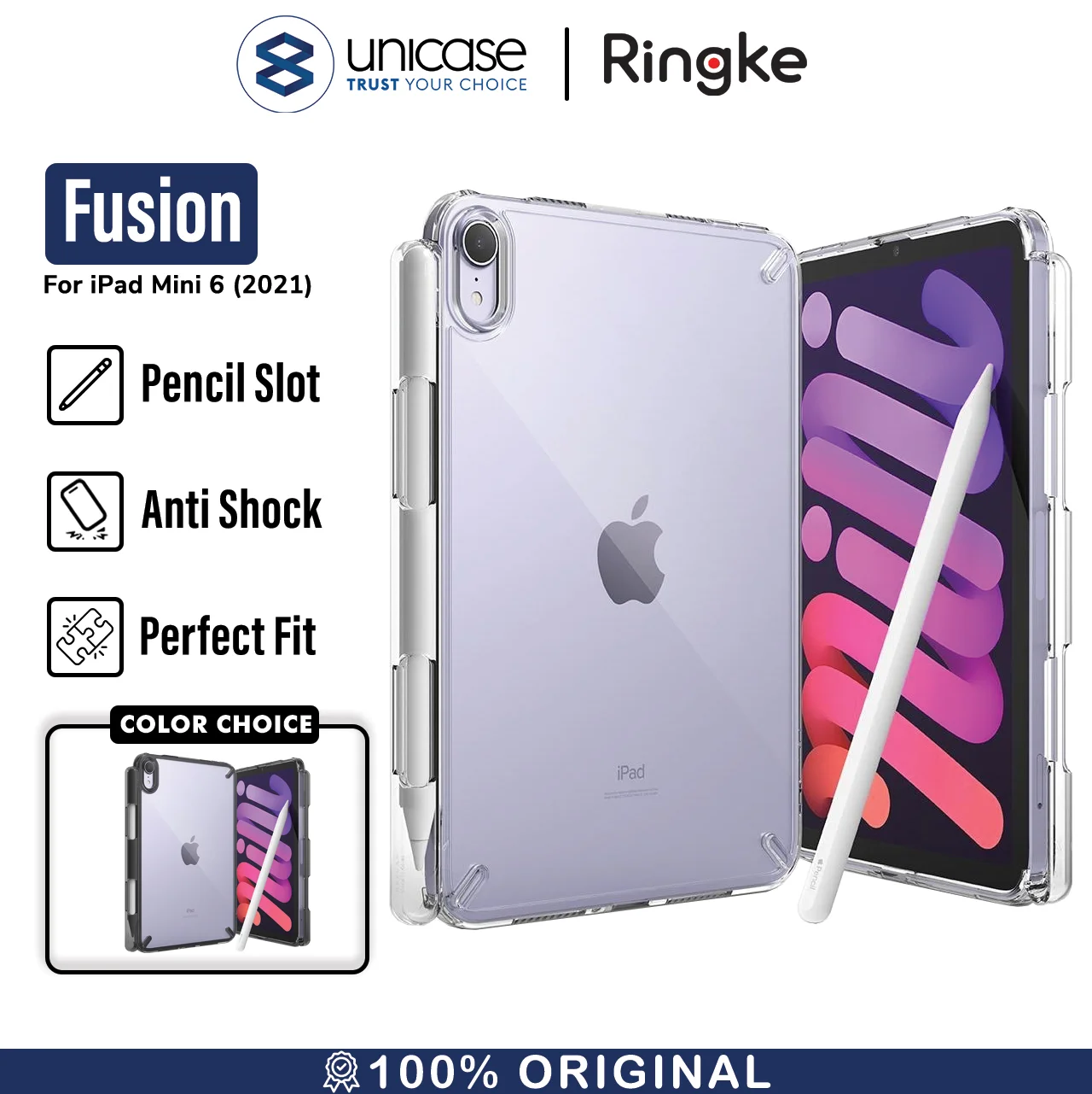 Case iPad Mini 6 8.3 2021 Ringke FUSION Anti Crack Hybrid Clear Casing