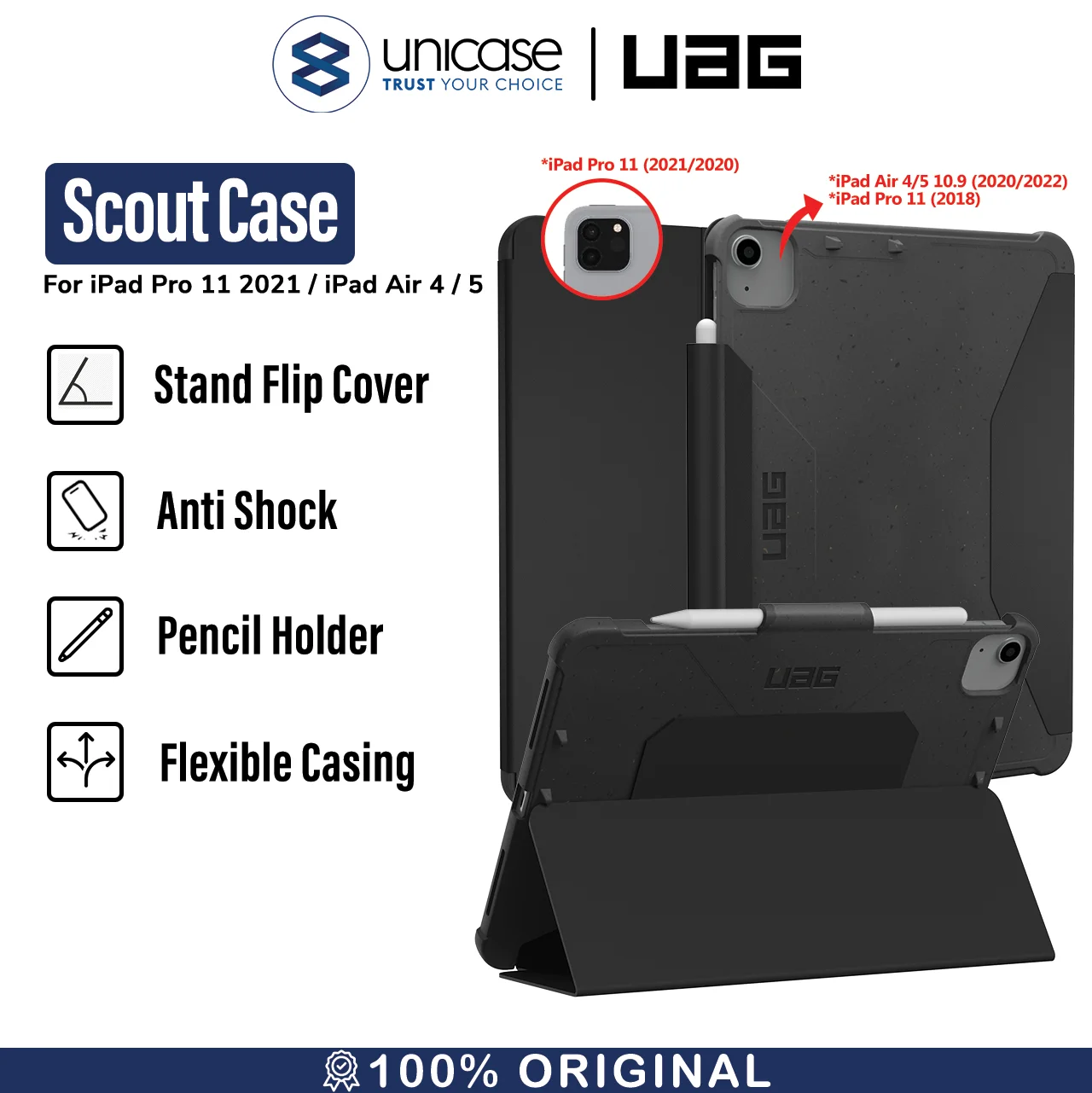 Case iPad Pro 11 2021 / Air 4/5 10.9 2022 UAG Scout Matte Soft Casing