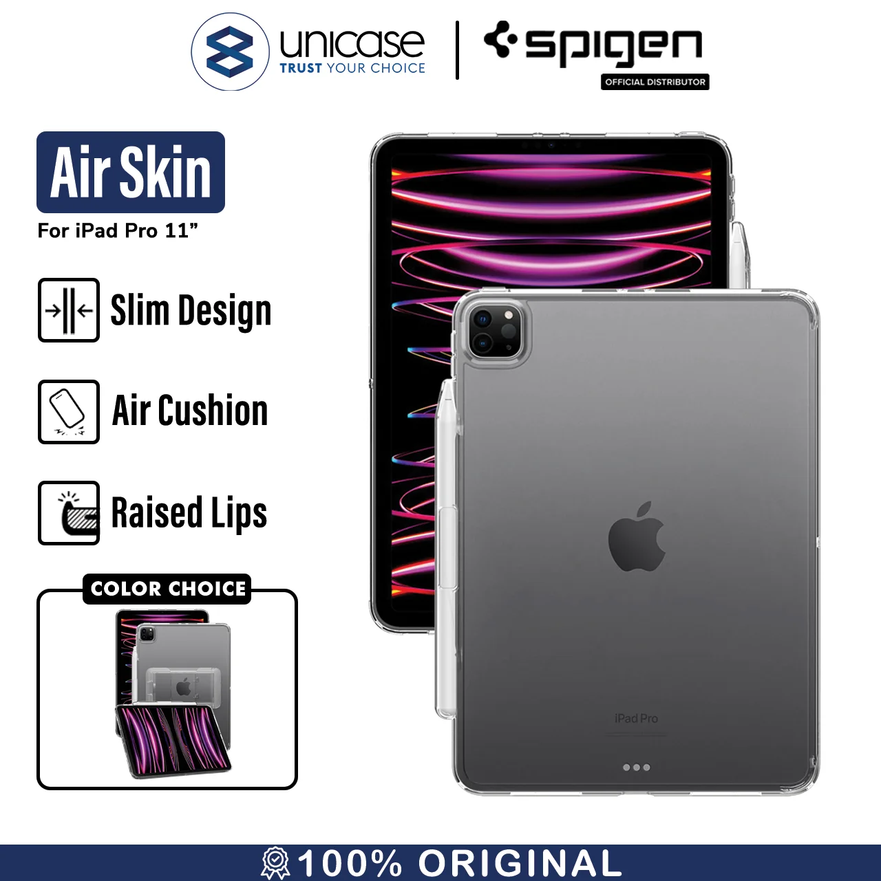 Case iPad Pro 11 (2022/2021/2020) Spigen Air Skin Hybrid S Clear Stand