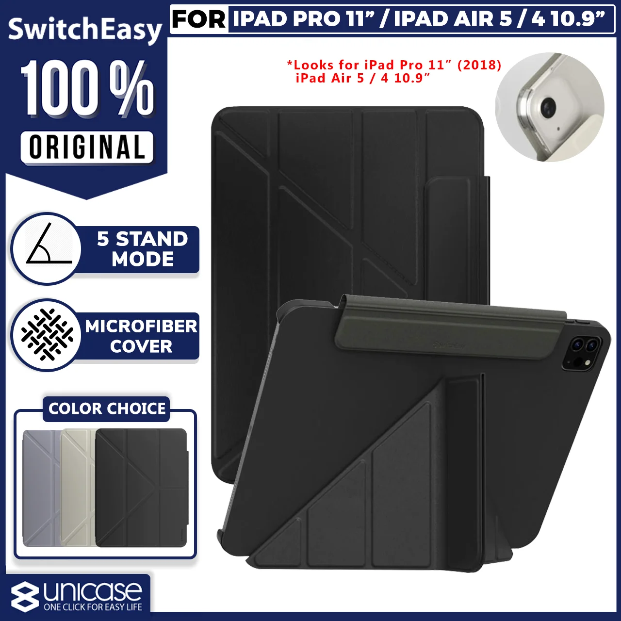 Case iPad Pro 11/Air 5/4 10.9 2022 SwitchEasy Origami Stand Flip Cover