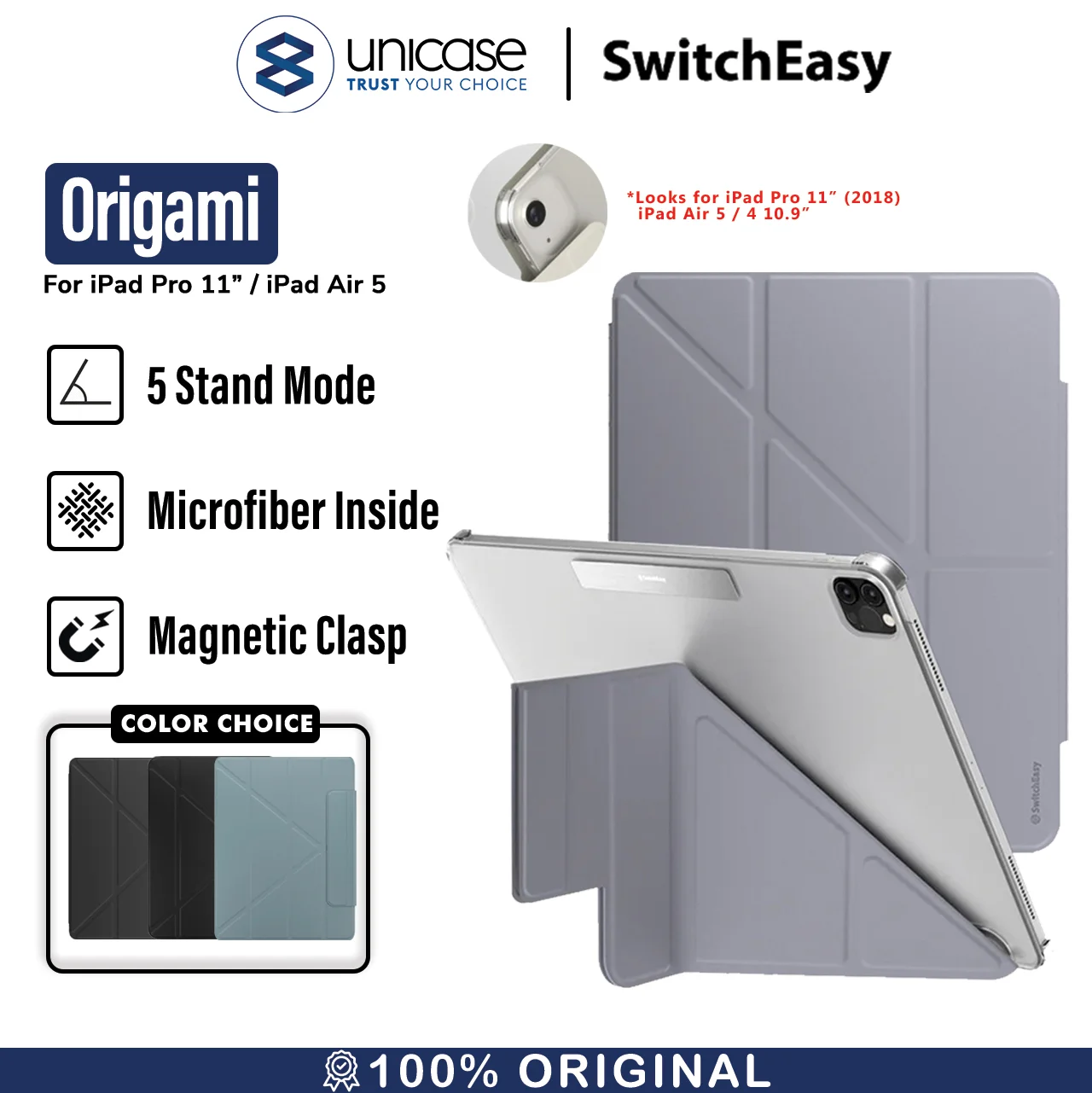 Case iPad Pro 11/Air 5/4 10.9 2022 SwitchEasy Origami Stand Flip Cover