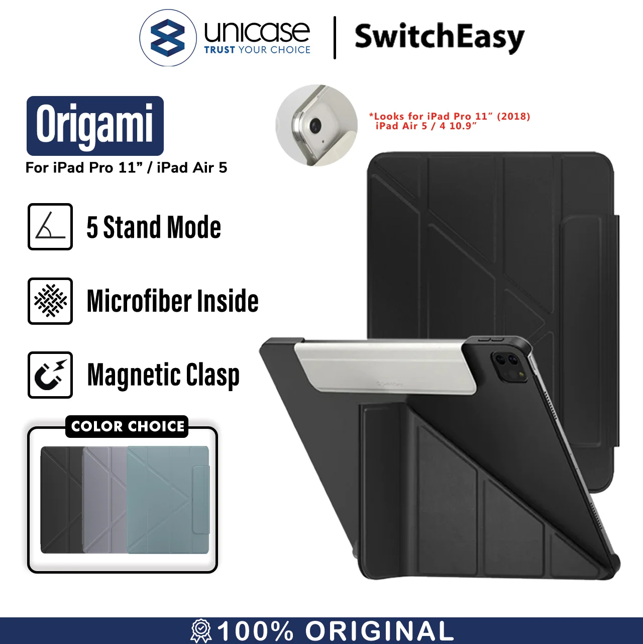 Case iPad Pro 11/Air 5/4 10.9 2022 SwitchEasy Origami Stand Flip Cover