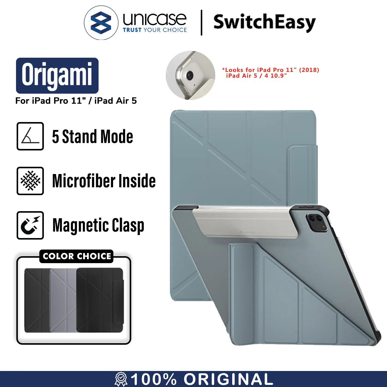 Case iPad Pro 11/Air 5/4 10.9 2022 SwitchEasy Origami Stand Flip Cover