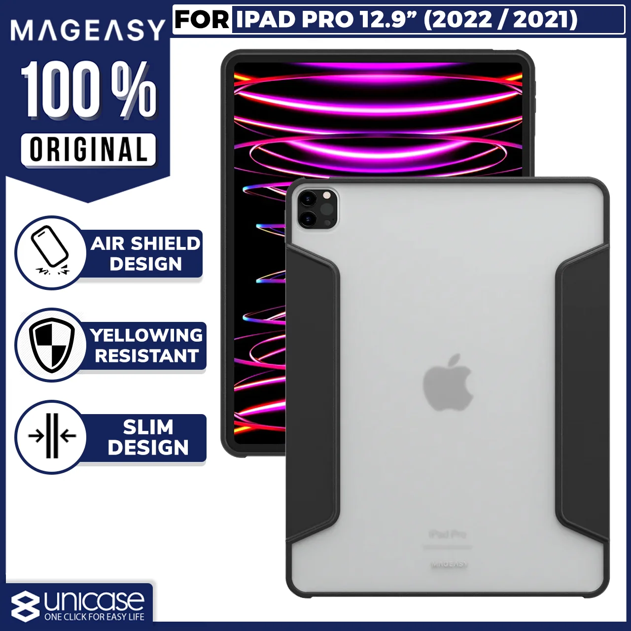 Case iPad Pro 12.9 2022/2021 MagEasy VIVAZ Hybrid Clear Cover Casing