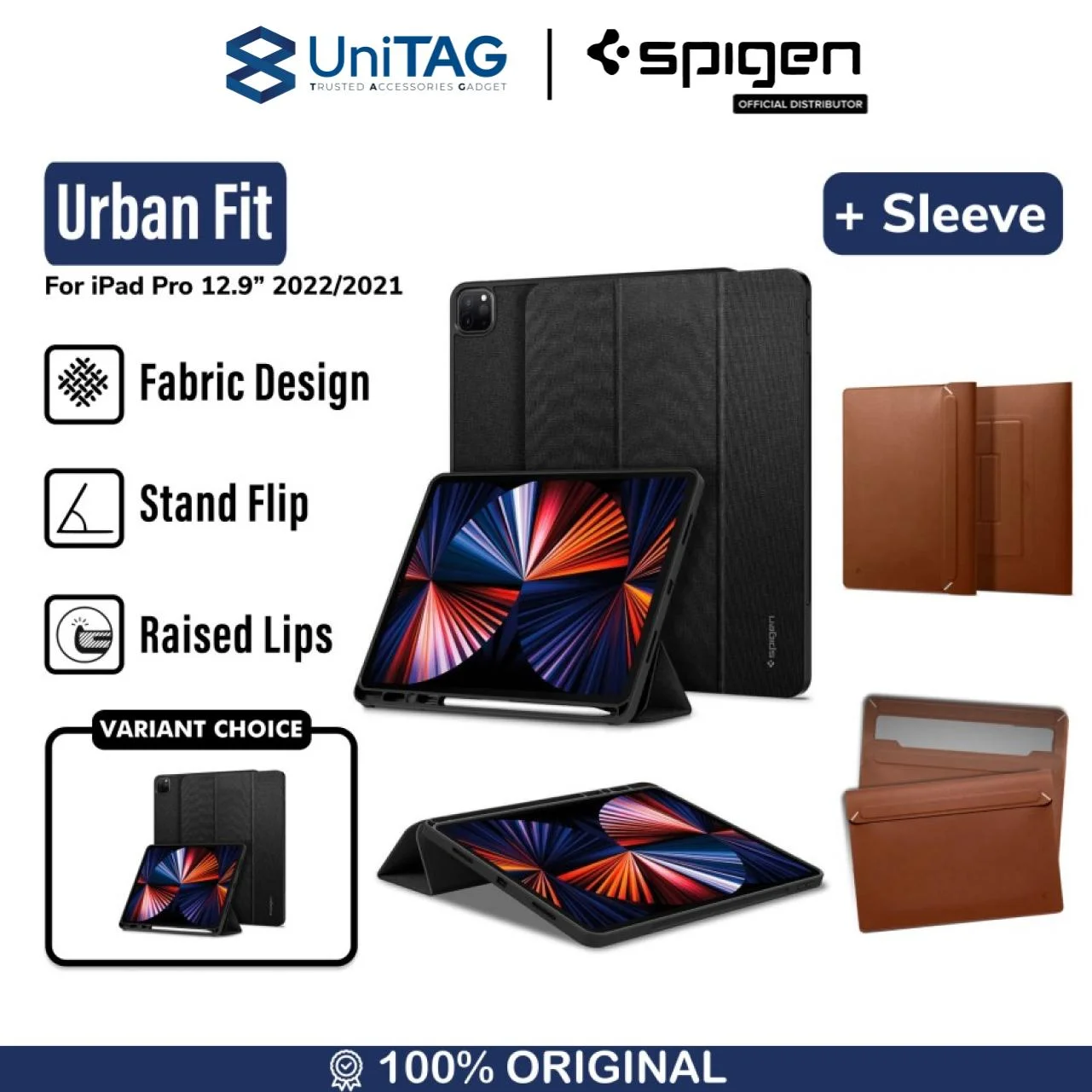 Case iPad Pro 12.9 2022/2021 Spigen Urban Fit Stand Fabric Flip Cover