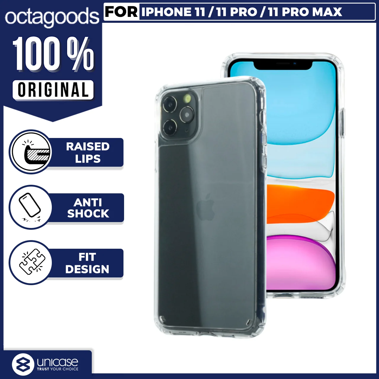 Case iPhone 11 Pro / Max / 11 OCTAGUARD Anti Shock Crack Clear Casing
