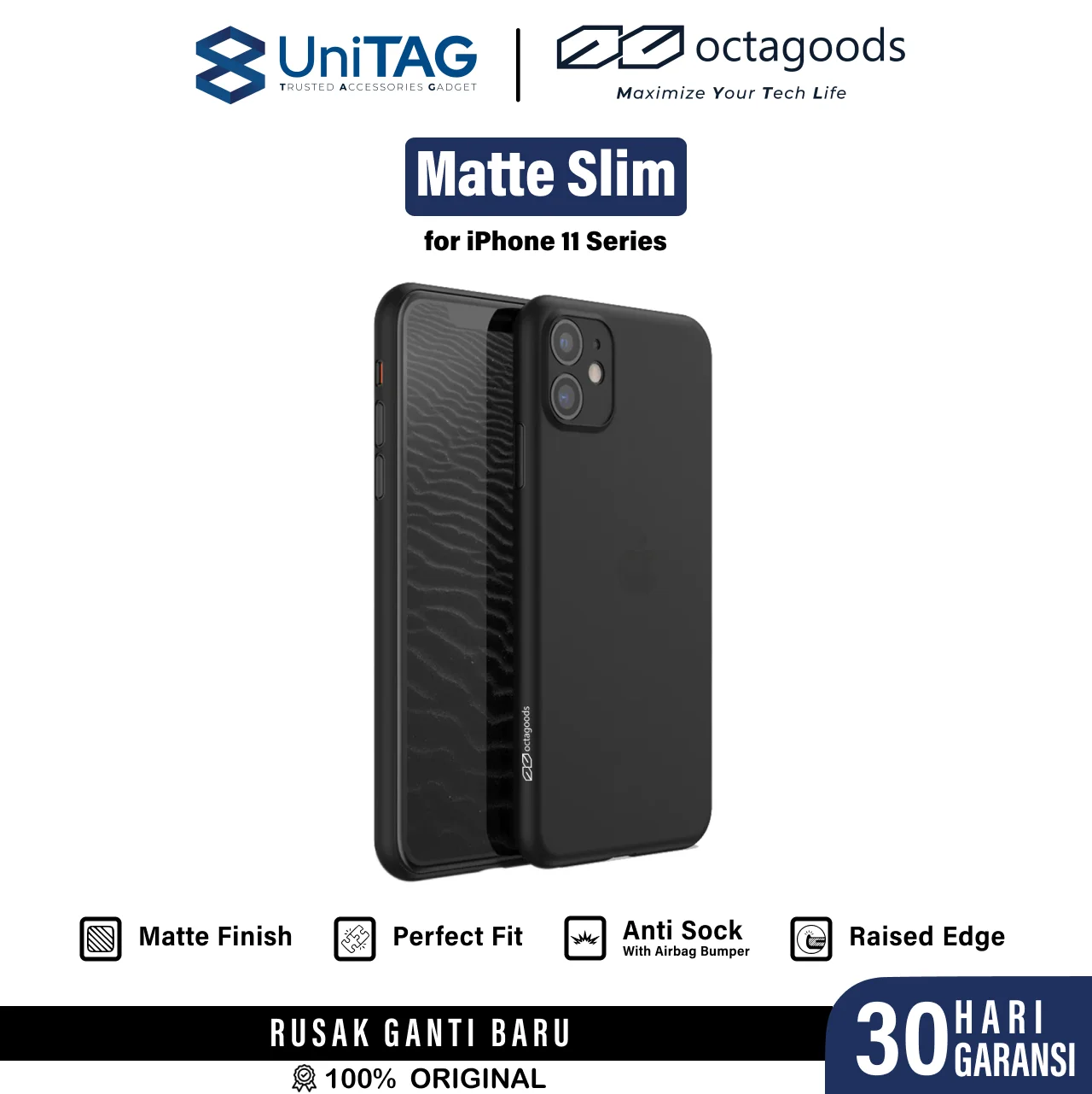 Case iPhone 11 Pro Max Octagoods Matte Slim Camera Cover Hard Casing
