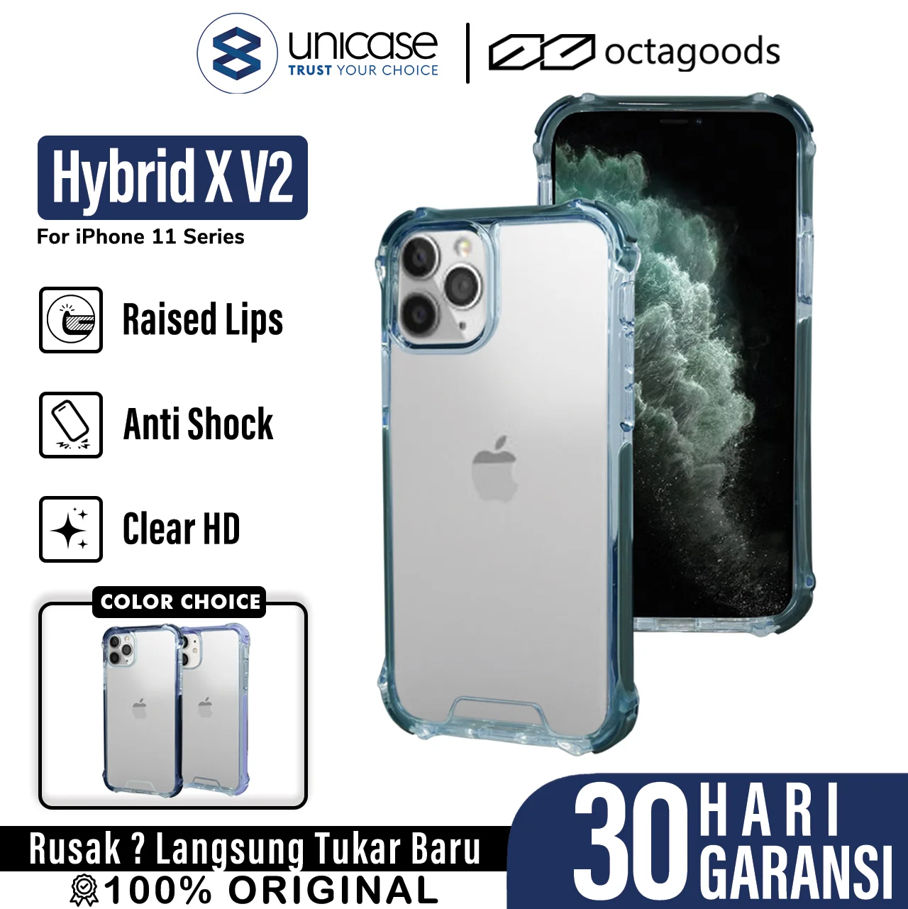 Case iPhone 11 Pro / Pro Max Octagoods Hybrid X V2 Clear Bumper Casing
