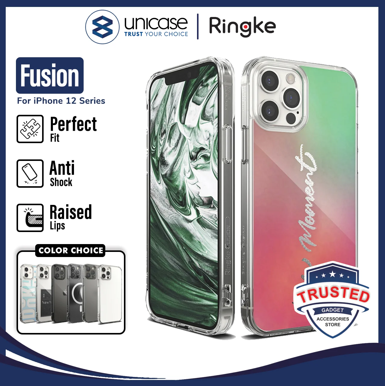 Case iPhone 12 Pro Max 12 Pro 12 Mini Ringke Fusion Anti Crack Casing