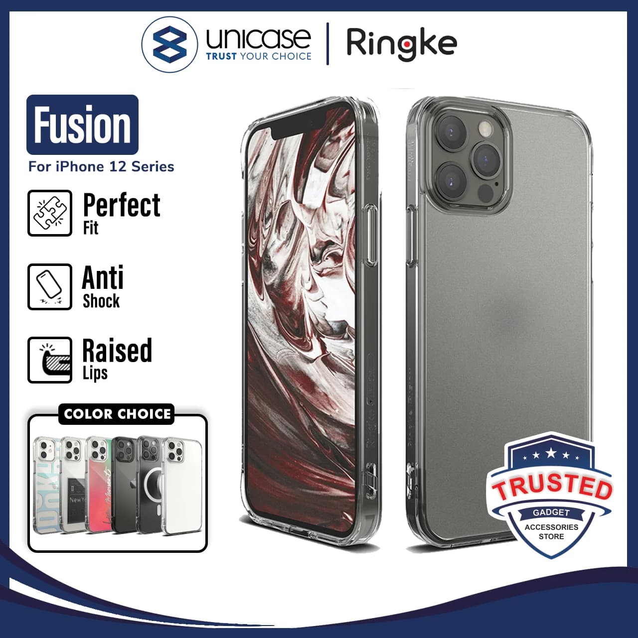 Case iPhone 12 Pro Max 12 Pro 12 Mini Ringke Fusion Anti Crack Casing