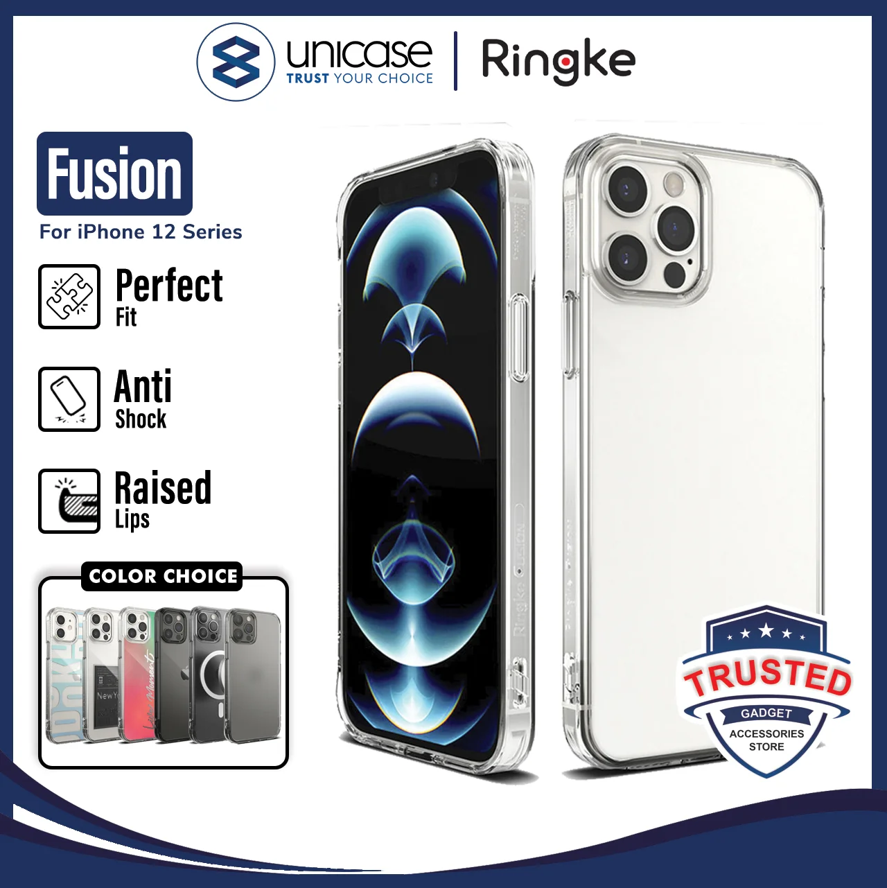 Case iPhone 12 Pro Max 12 Pro 12 Mini Ringke Fusion Anti Crack Casing